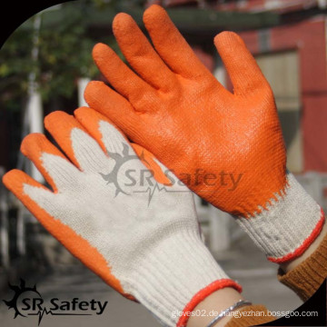 SRSAFETY 7 g gestrickte natürliche Polycotton beschichtete Orangenlatexhandschuhe